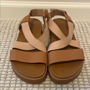 Sorel Roaming Criss Cross Sandals Platform Flats Leather Upper Women’s Size 7.5
